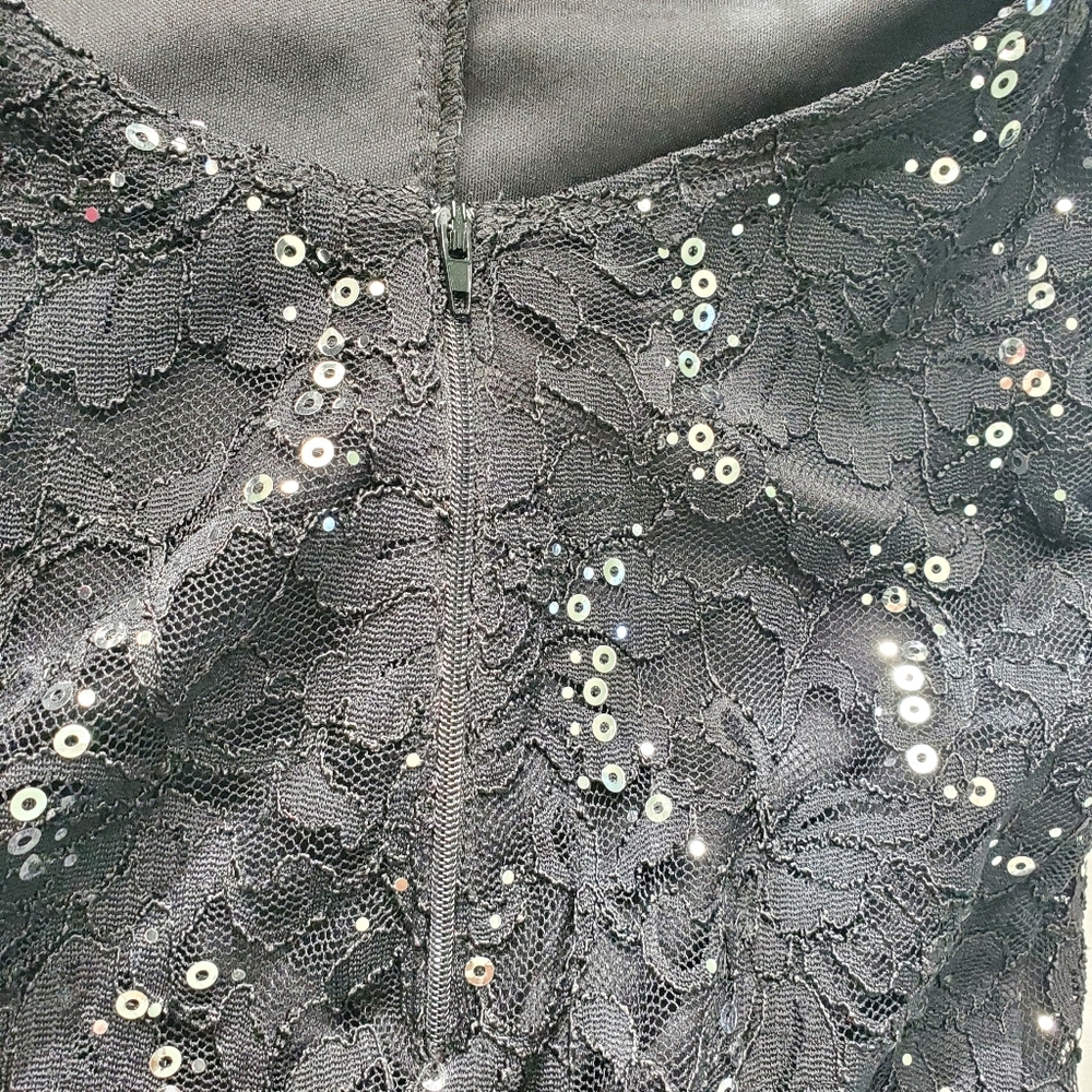 My Michelle Whimsigoth Black w/Silver Sequin Lacey Dark Fairy Long Gown Sz 3 Y2K - Picture 13 of 16